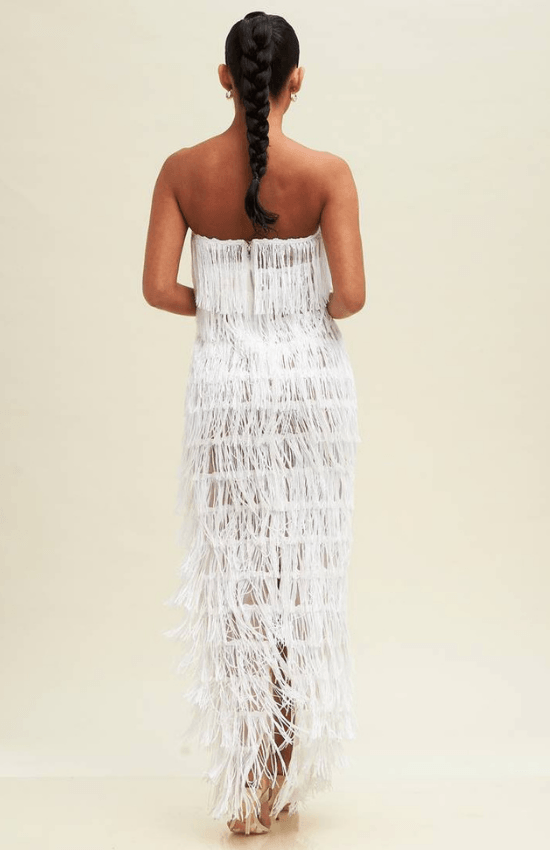 Alyssa Sequin Fringe Elegant Maxi Dress-Lavender