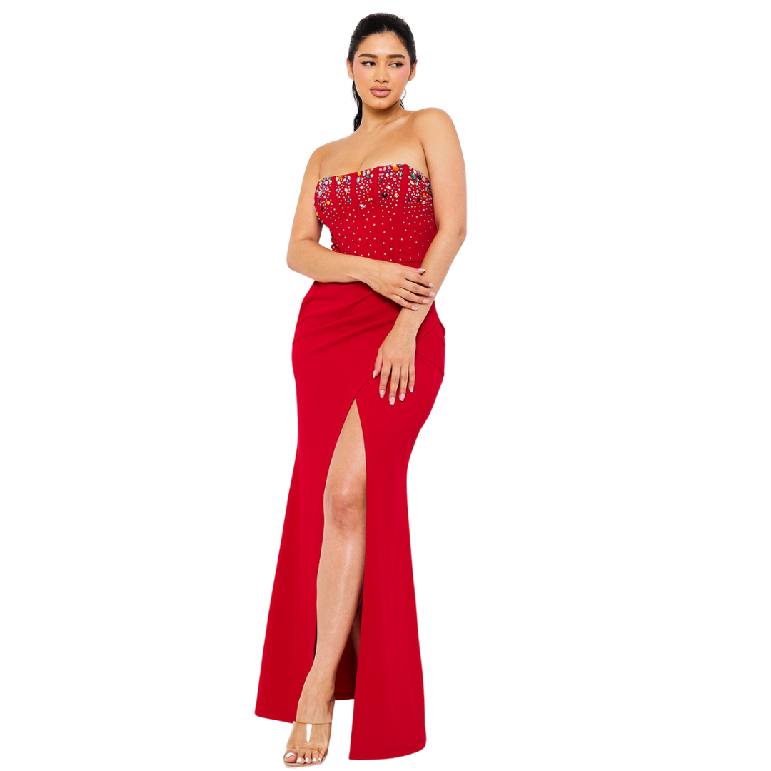 Laura Bustier Multi Size Rhinestone Maxi Dress