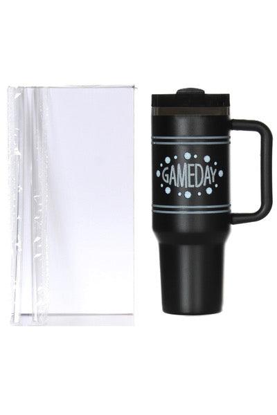 Game Day Stainless Stell Tumbler With 2 Traw's