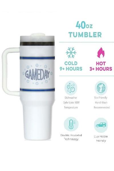 Game Day Stainless Stell Tumbler With 2 Traw's