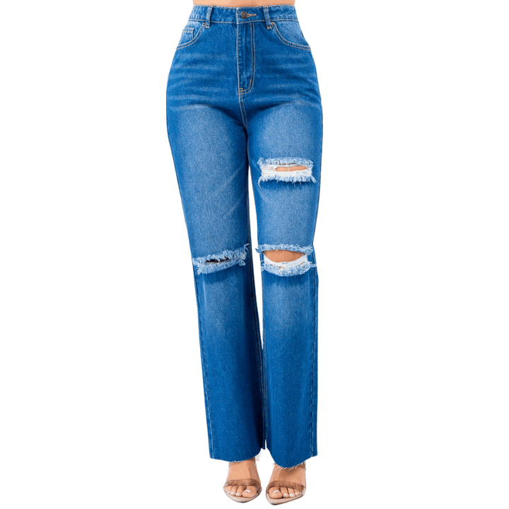 Lydia High Waist Distressed Wide Leg Jeans