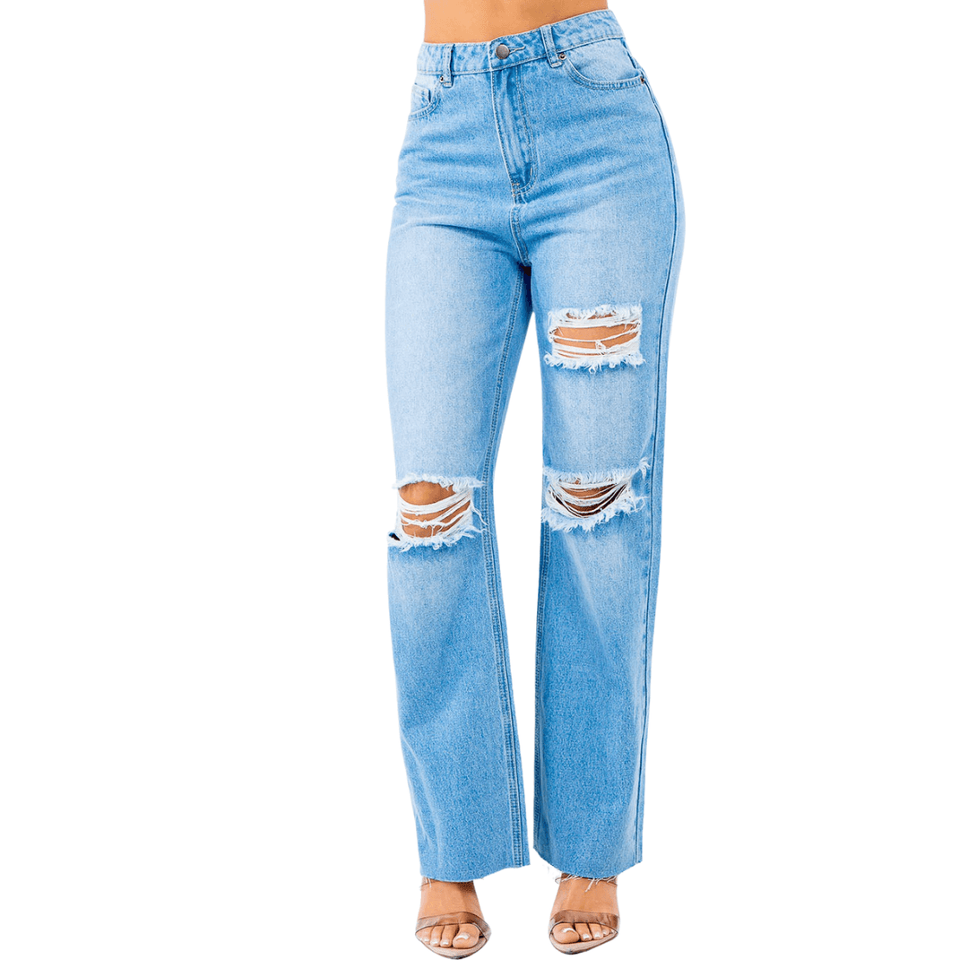 Lydia High Waist Distressed Wide Leg Jeans