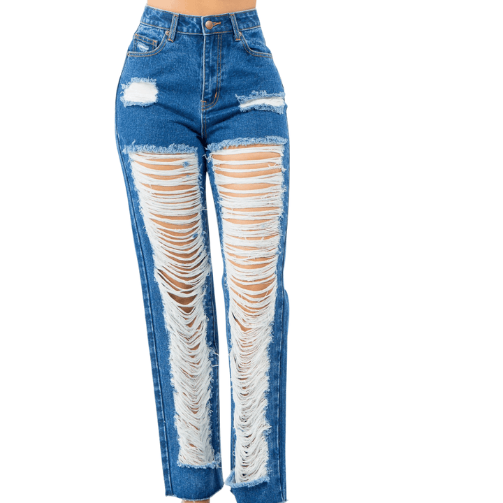 Karen High Waist Wide Leg Distressed Jeans