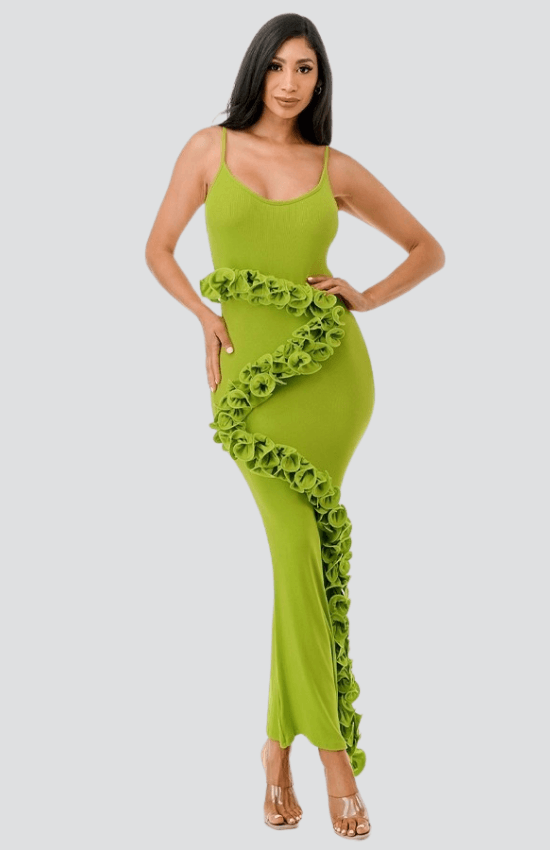 Lina Elegant Euphoria Maxi Dress-Green