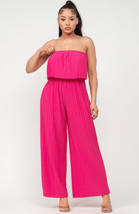 Gina Corsette Pleated Off Shoulder Jumpsuit