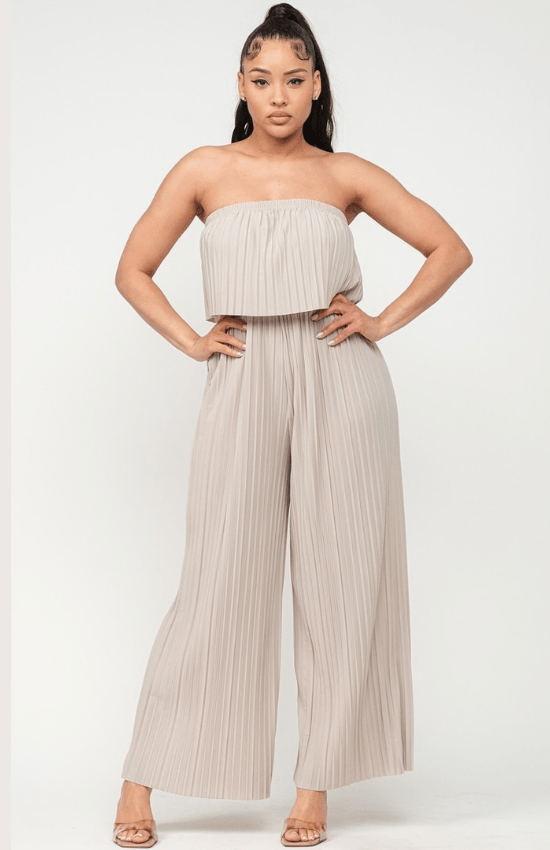 Gina Corsette Pleated Off Shoulder Jumpsuit