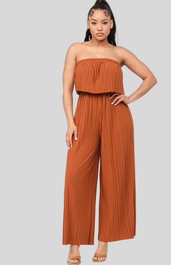 Gina Corsette Pleated Off Shoulder Jumpsuit