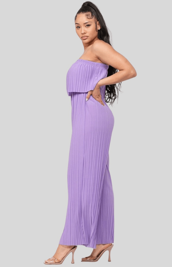 Gina Corsette Pleated Off Shoulder Jumpsuit