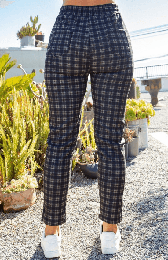 Lara Plaid Fitted jogger pants for women