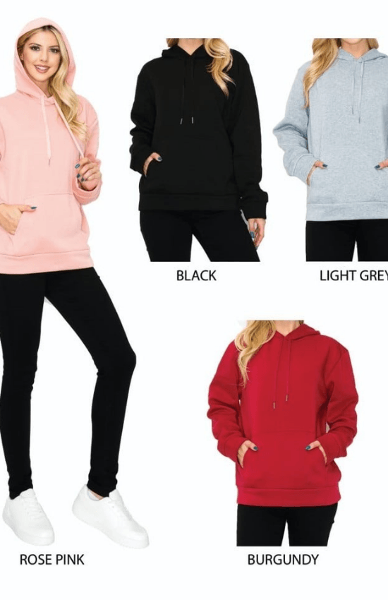 Sara Basic Fleeced Pullover Hoodie for women