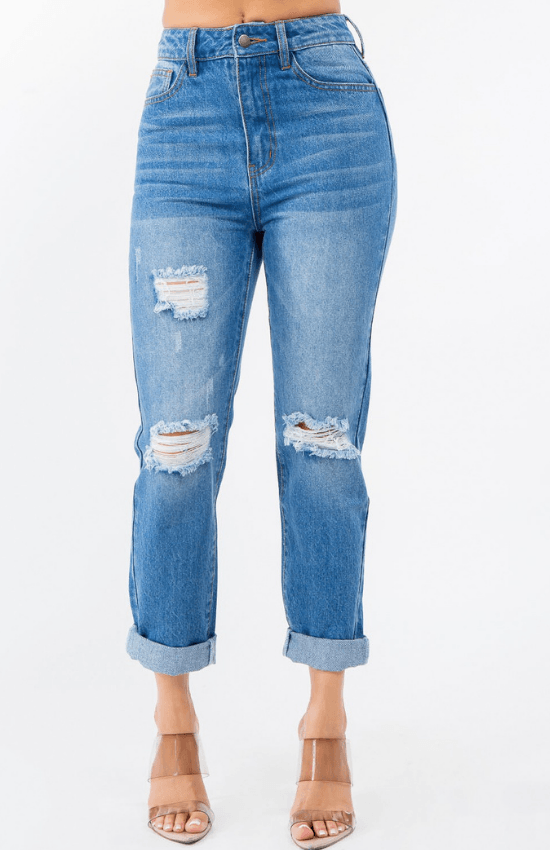 Nelle High Waist Distressed Mon Jeans