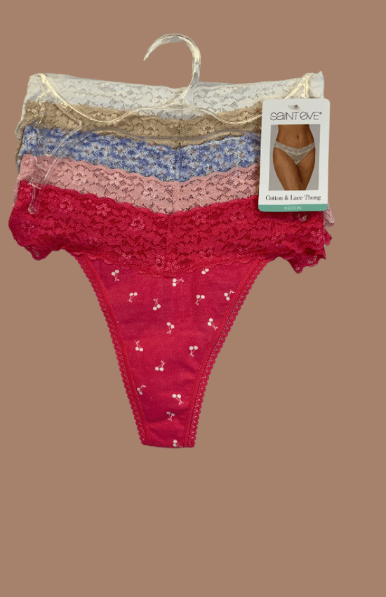 Saint Eve Cotton Lace Thong