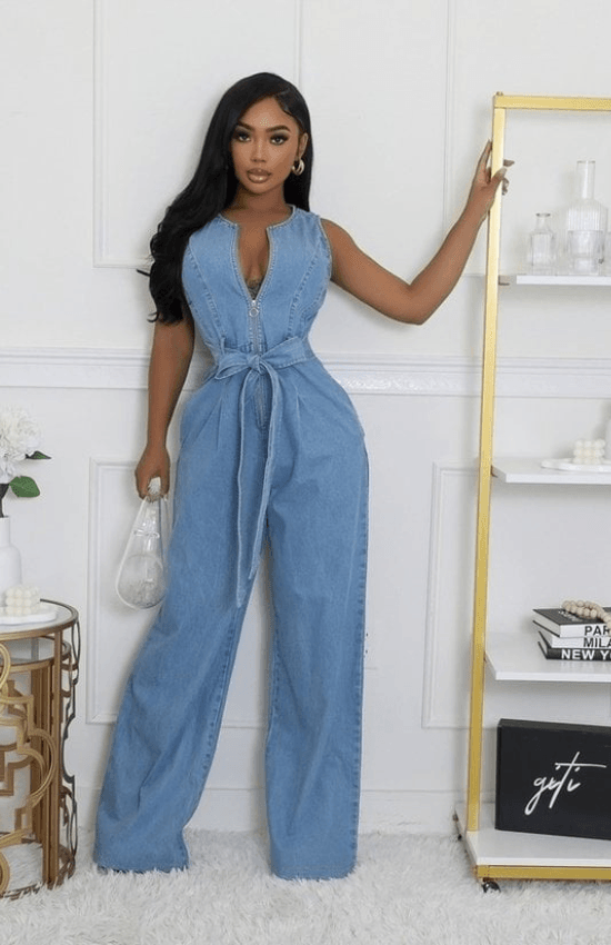 Alice Non-Stretch Denim Sleeveless Jumpsuit