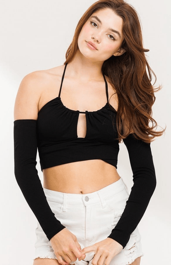 Lydia Defined Rouching Long Sleeves Crop Top