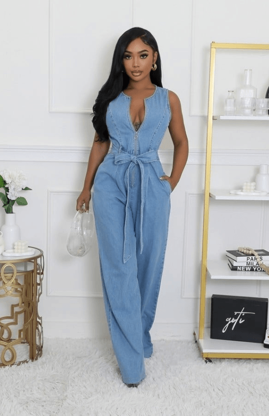 Alice Non-Stretch Denim Sleeveless Jumpsuit