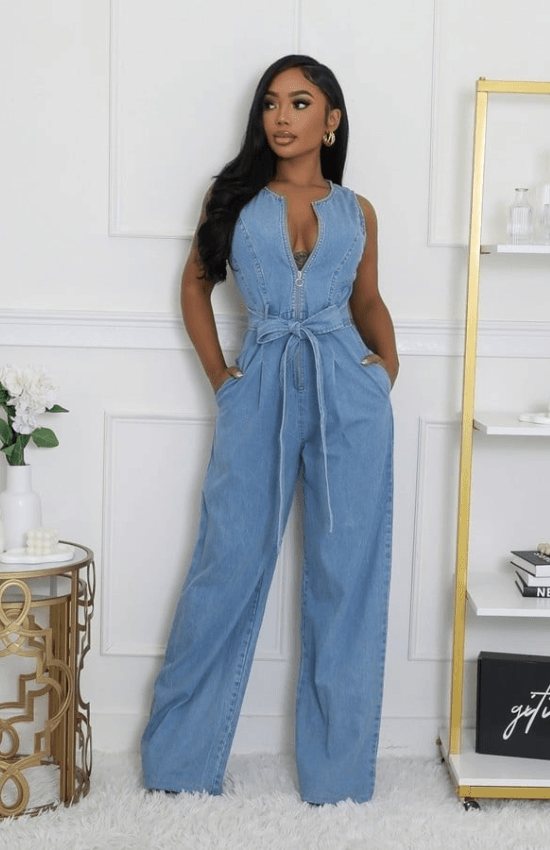 Alice Non-Stretch Denim Sleeveless Jumpsuit