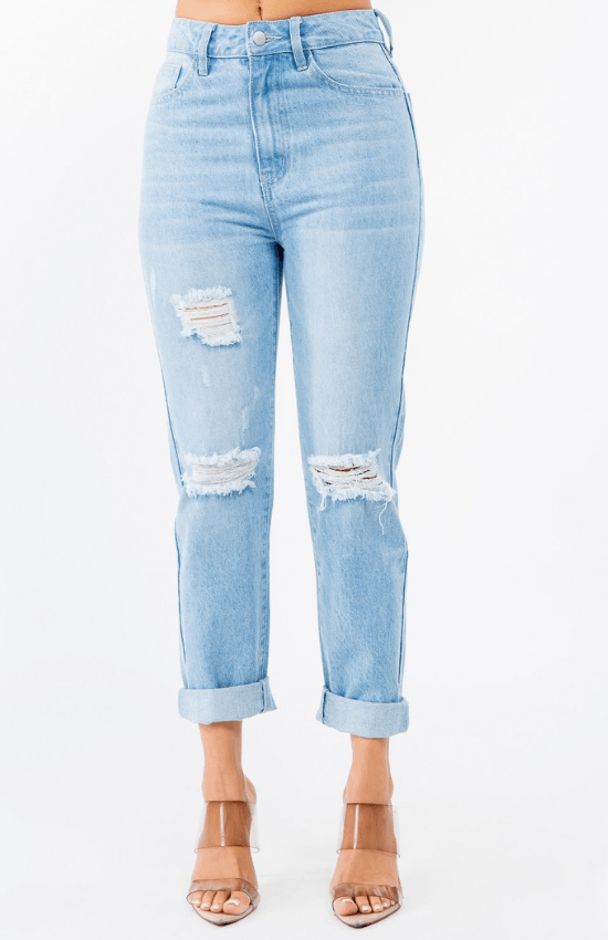 Nelle High Waist Distressed Mon Jeans