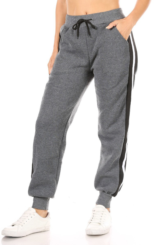 Casual active jogger pants with side stripe