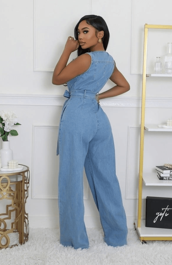 Alice Non-Stretch Denim Sleeveless Jumpsuit