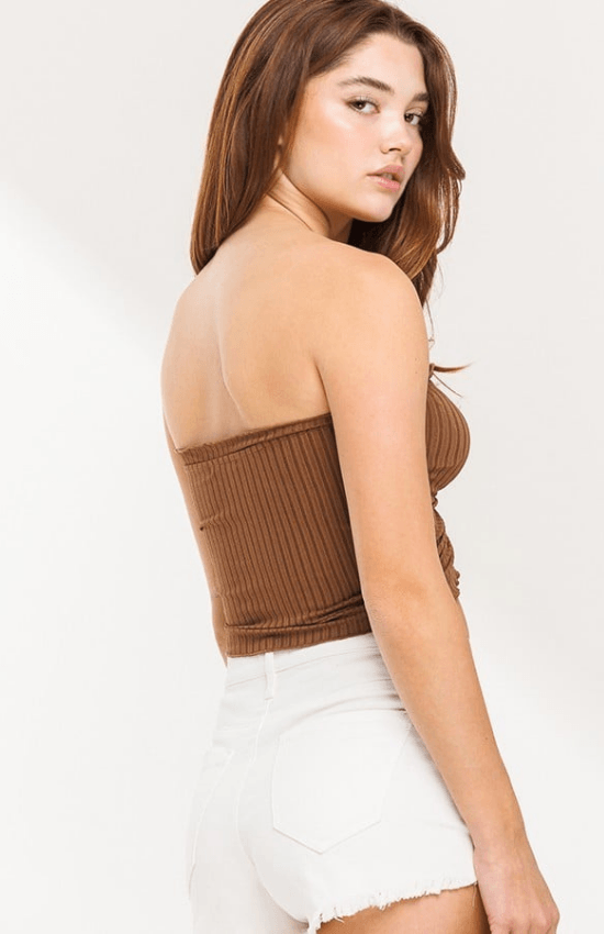 Karen Tube Top Front Crunched Detail Drawstring Cropped Design