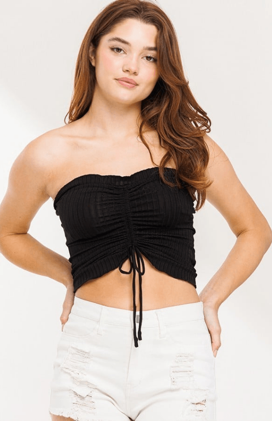 Karen Tube Top Front Crunched Detail Drawstring Cropped Design