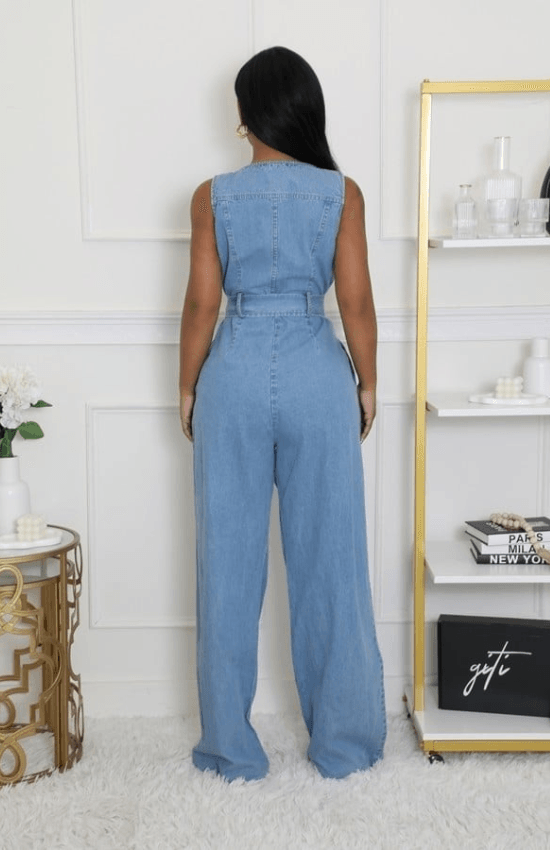 Alice Non-Stretch Denim Sleeveless Jumpsuit