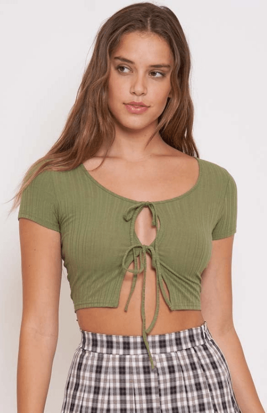 Layler Cropped Silhouette Front Two Tie Style Short Sleeves