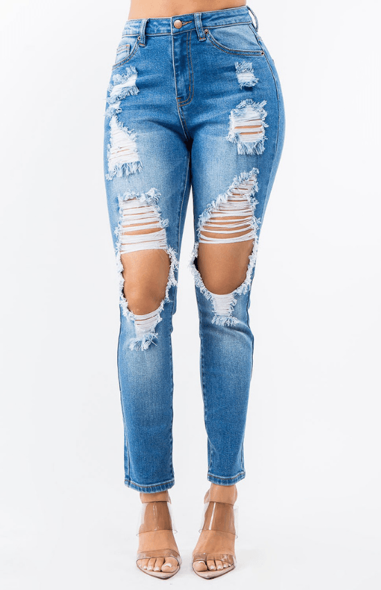 Kelly High Waist Cut Out Straight Jeans