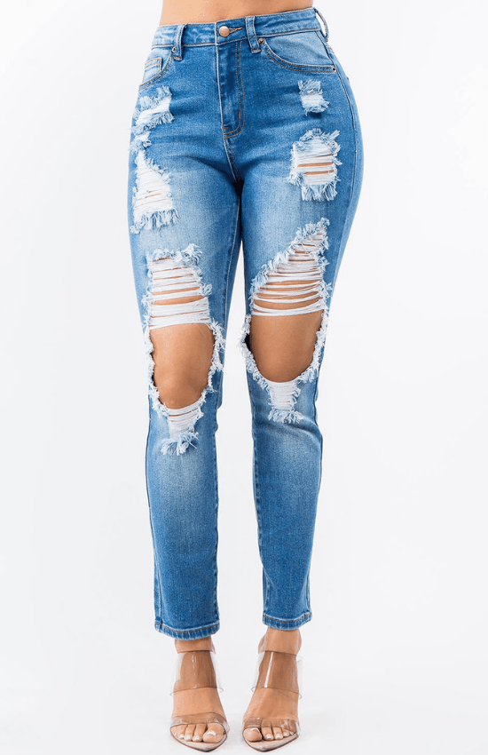 Kelly High Waist Cut Out Straight Jeans