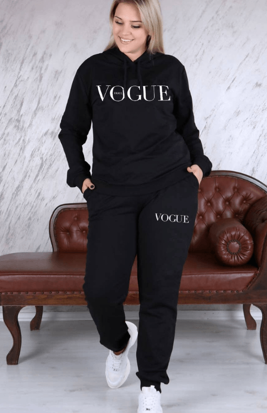 June Plus Size Vogue Hooded Loungewear Long Sleeve and Jogger Set