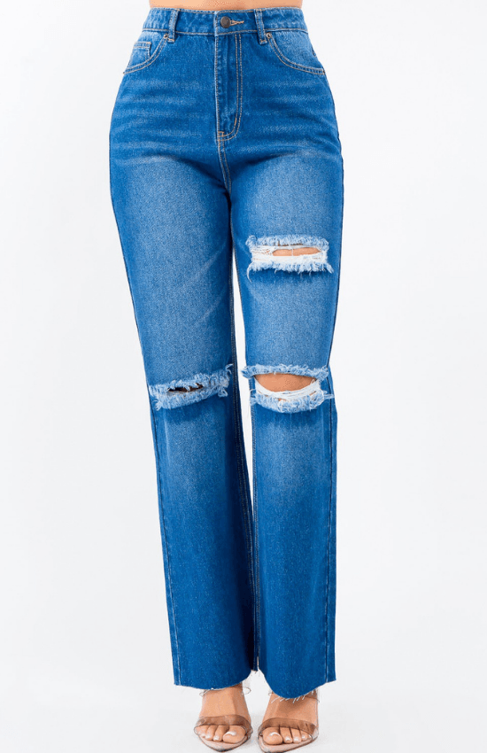 Lydia High Waist Distressed Wide Leg Jeans