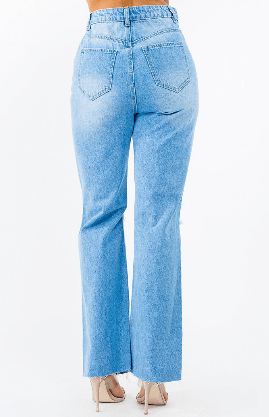 Lydia High Waist Distressed Wide Leg Jeans