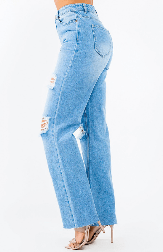 Lydia High Waist Distressed Wide Leg Jeans