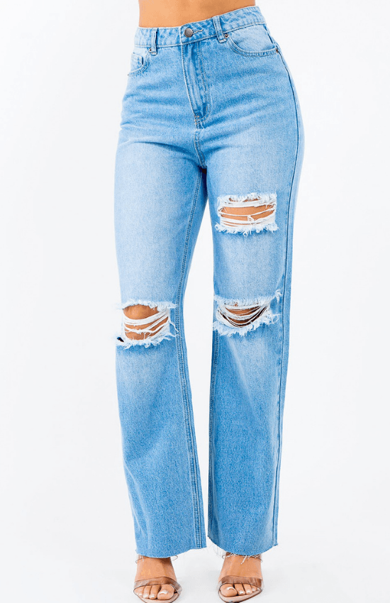 Lydia High Waist Distressed Wide Leg Jeans