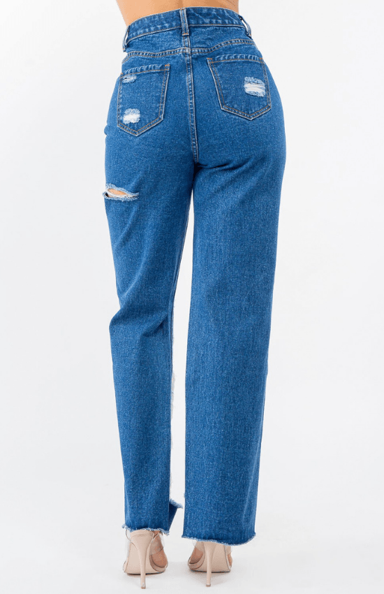 Karen High Waist Wide Leg Distressed Jeans