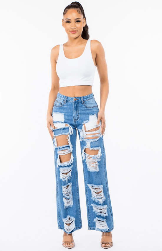 Kailyn High Waist Cut Out Wide Jeans