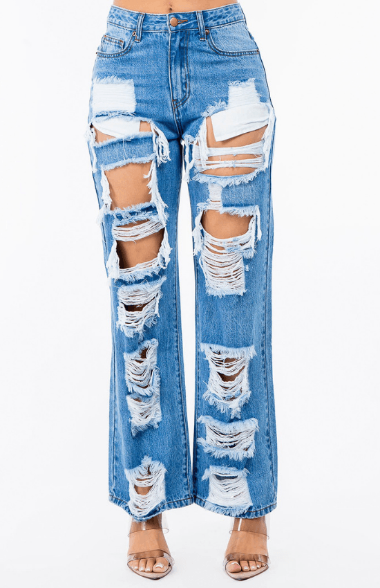 Kailyn High Waist Cut Out Wide Jeans