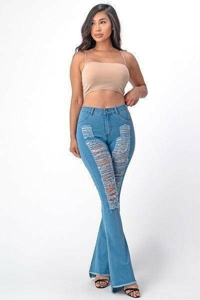 BOO front rise leg opening Jeans. - La Belle Gina Boutique