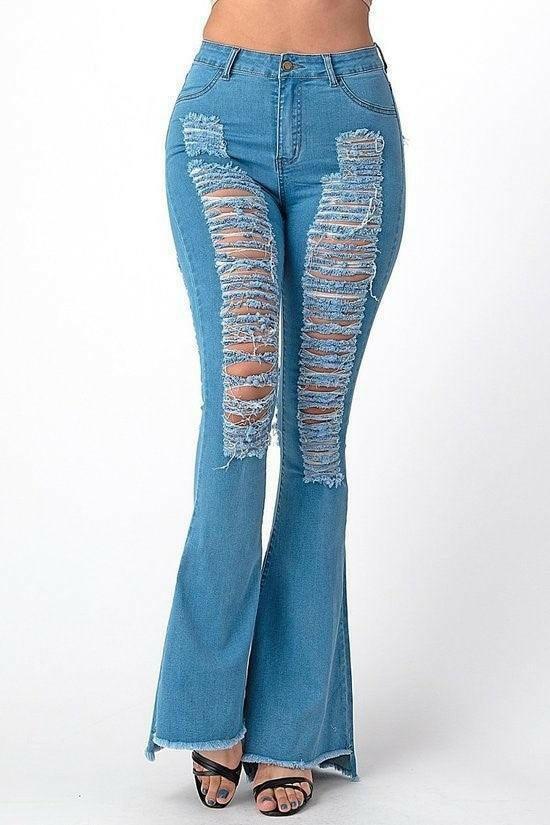 BOO front rise leg opening Jeans. - La Belle Gina Boutique