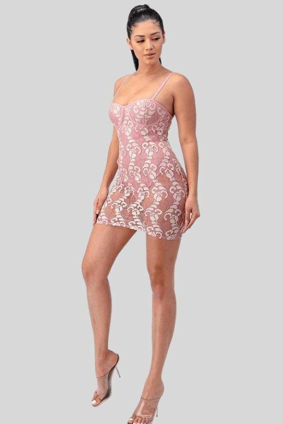 CLAIRE see through lace mini dress. - La Belle Gina Boutique