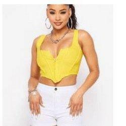 CLARA corset crop top features front center zipper hook. - La Belle Gina Boutique