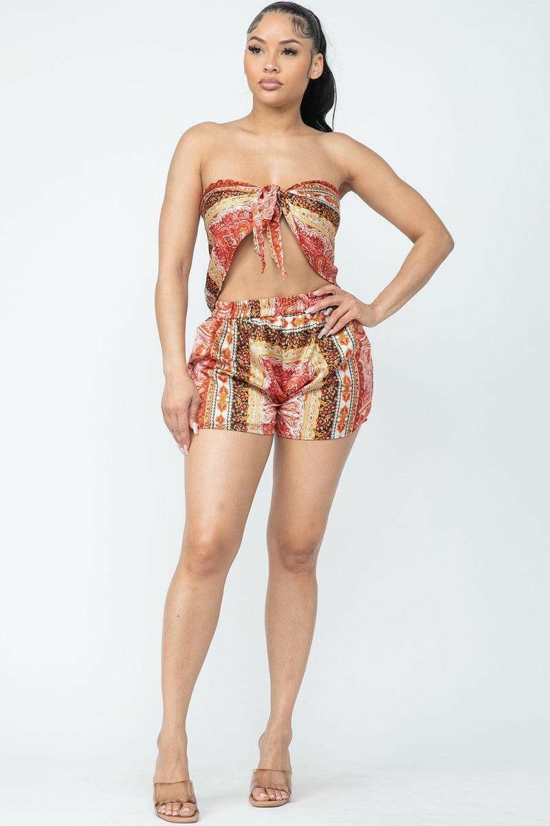 Flore sleeveless printed shorts set - La Belle Gina Boutique