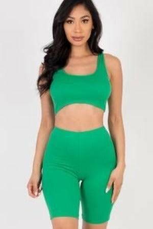 JAY crop tank top and biker shorts - La Belle Gina Boutique