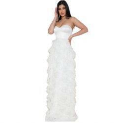 Juliette Tulle Ruffle Layered Maxi Dress-Cream - La Belle Gina Boutique