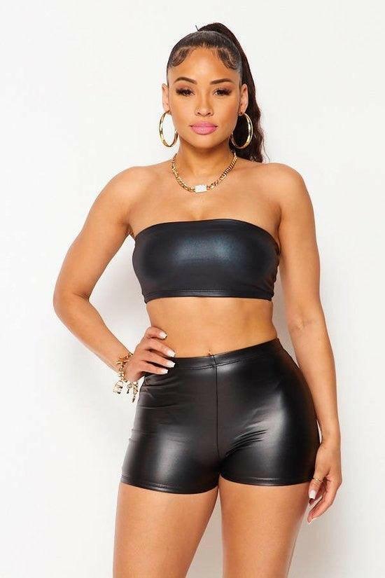 Kale Matt faux leather tube top - La Belle Gina Boutique