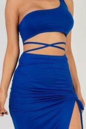 Kayla one shoulder crop top and skirt set - La Belle Gina Boutique