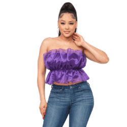 Lala Linning Elastic Shirring Tulle Tube Top-Purple - La Belle Gina Boutique