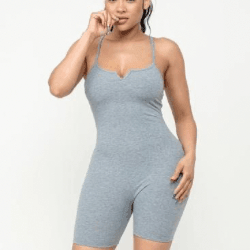 Lenna Ribs Sleeveless Open back Strap Romper - La Belle Gina Boutique