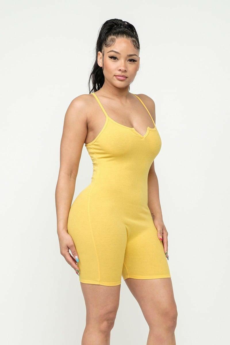 Lenna Ribs Sleeveless Open back Strap Romper - La Belle Gina Boutique