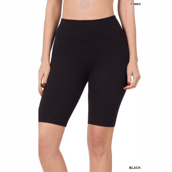 Lia Seamless Ribbed High Waist Biker Shorts - La Belle Gina Boutique